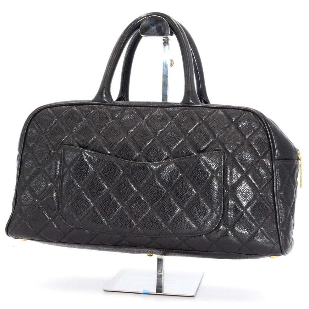 CHANEL Classic Caviar CC Quilted Large Travel Bowler Duffle Bag Purse - Picture 4 of 13
